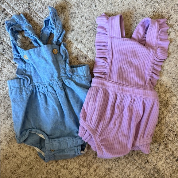 H&M Other - Short Romper Summer Set Bundle with Ruffle Straps Purple and Blue Jean